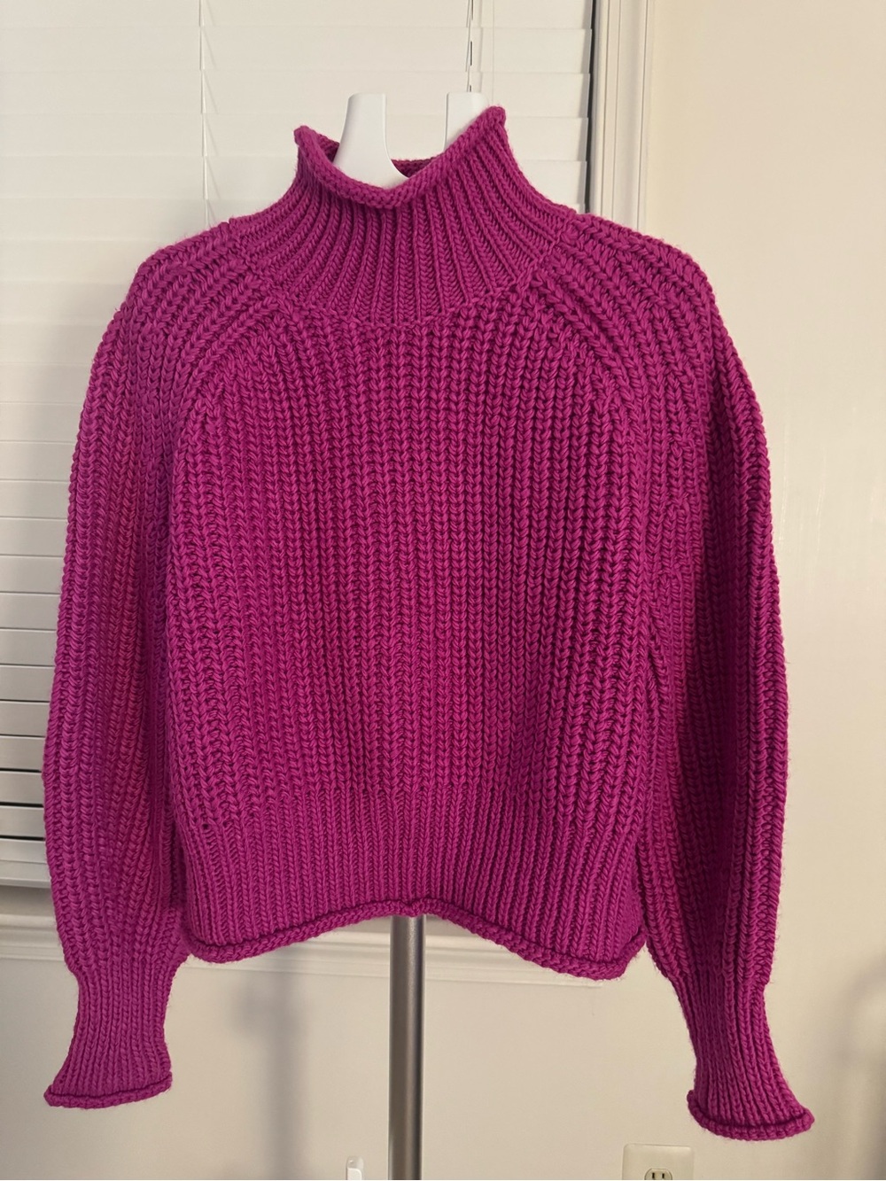 H&M Bright Fuchsia Ribbed Turtleneck Sweater